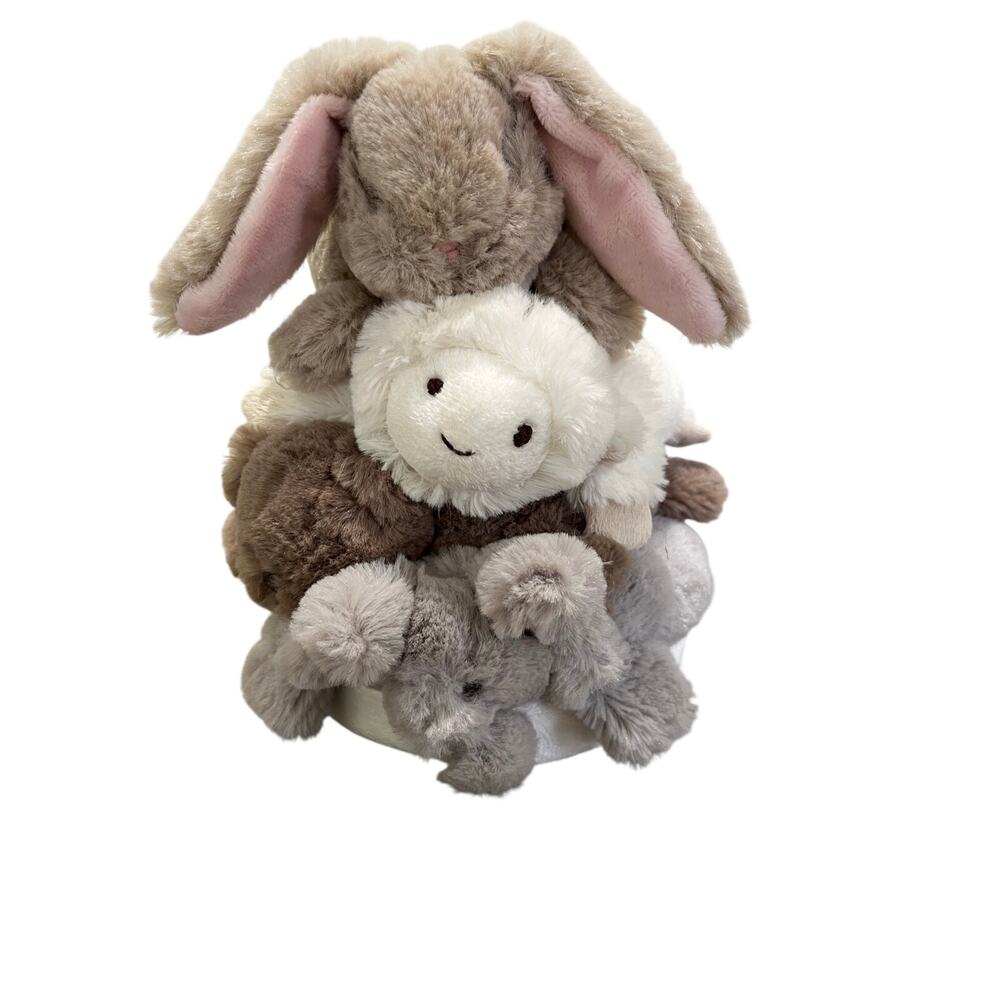Pottery Barn Kids stackable baby stuffed toy rabbit,lamb,bear,elephant soft
